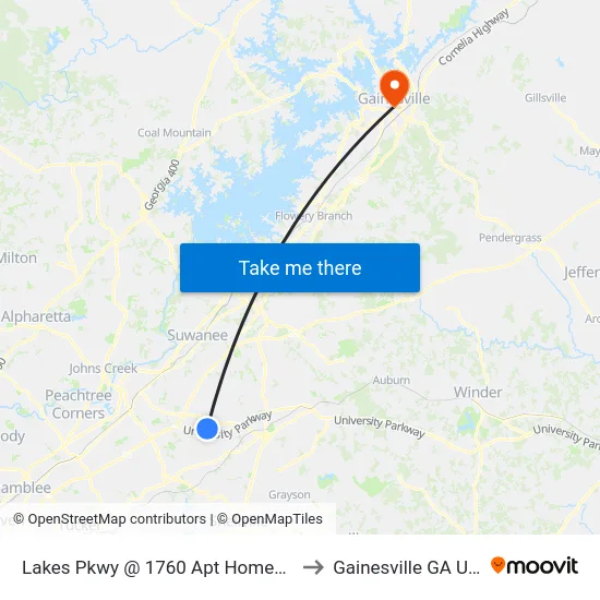 Lakes Pkwy @ 1760 Apt Homes Ob to Gainesville GA USA map