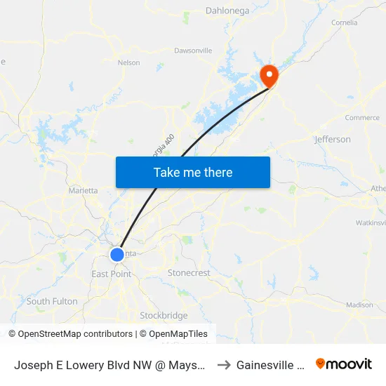 Joseph E Lowery Blvd NW @ Mayson Turner Rd NW to Gainesville GA USA map
