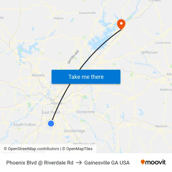 Phoenix Blvd @ Riverdale Rd to Gainesville GA USA map