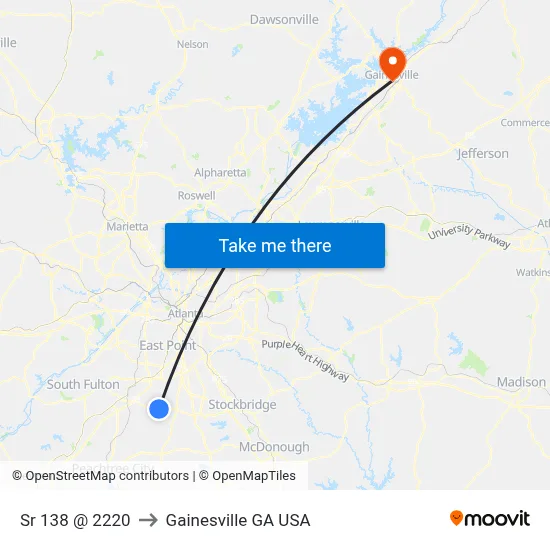 Sr 138 @ 2220 to Gainesville GA USA map