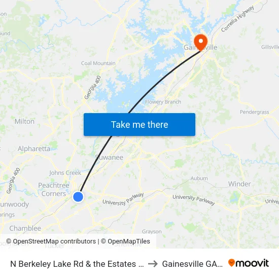 N Berkeley Lake Rd & the Estates Apts Ob to Gainesville GA USA map