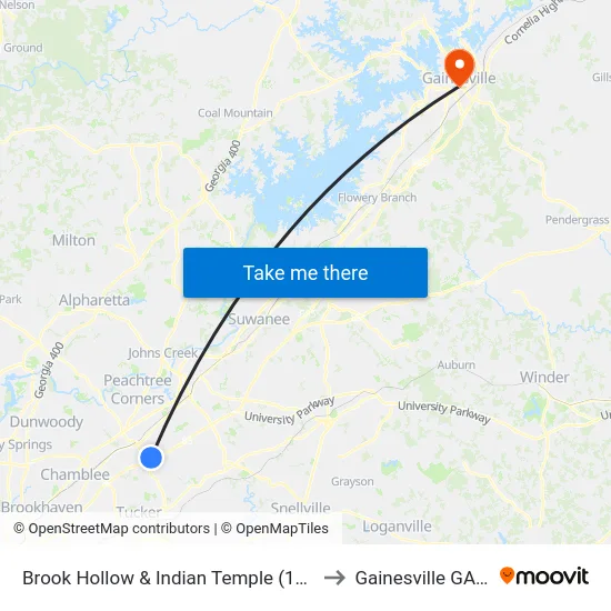 Brook Hollow & Indian Temple (1st Entran to Gainesville GA USA map