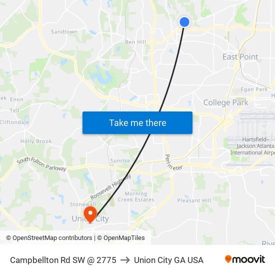 Campbellton Rd SW @ 2775 to Union City GA USA map