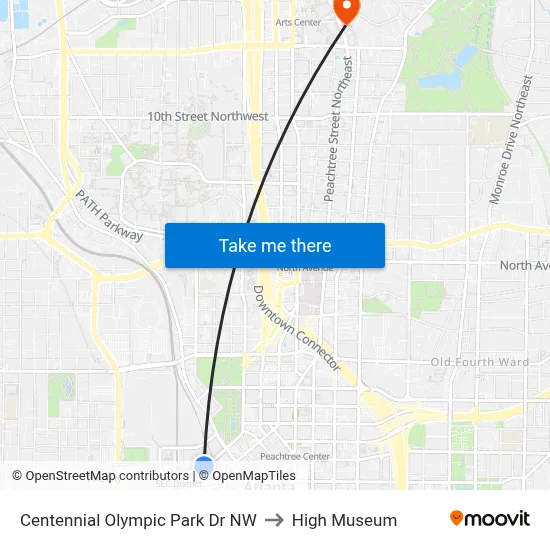 Centennial Olympic Park Dr NW to High Museum map