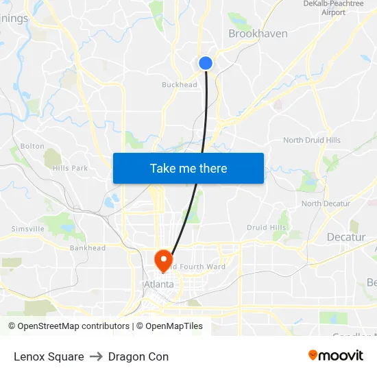 Lenox Square to Dragon Con map