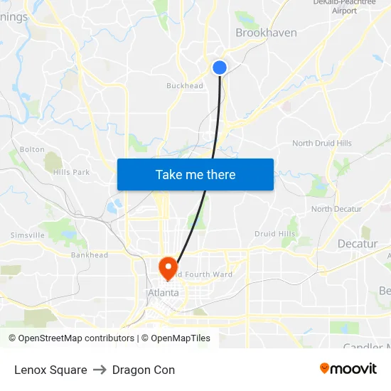 Lenox Square to Dragon Con map