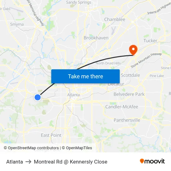 Atlanta to Montreal Rd @ Kennersly Close map