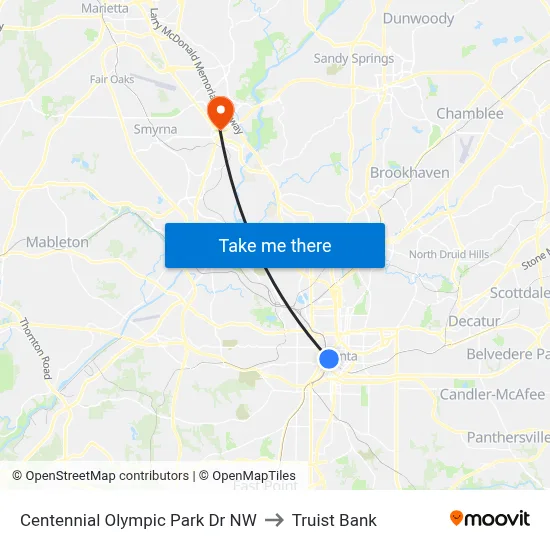 Centennial Olympic Park Dr NW to Truist Bank map