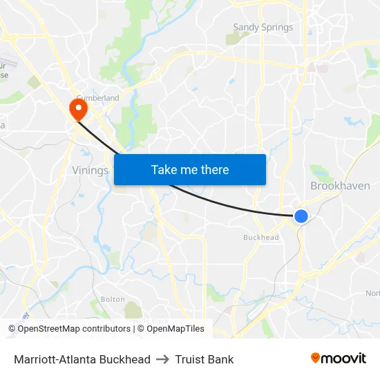 Marriott-Atlanta Buckhead to Truist Bank map