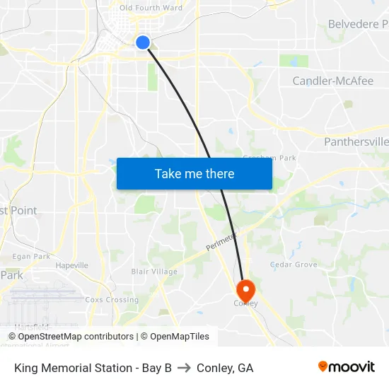 King Memorial Station - Bay B to Conley, GA map
