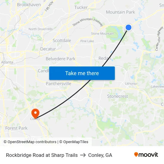 Rockbridge Road at Sharp Trails to Conley, GA map