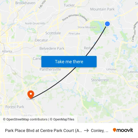 Park Place Blvd at Centre Park Court (Am to Conley, GA map