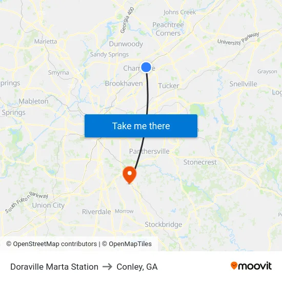 Doraville Marta Station to Conley, GA map