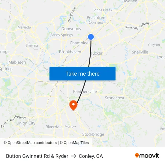Button Gwinnett Rd & Ryder to Conley, GA map