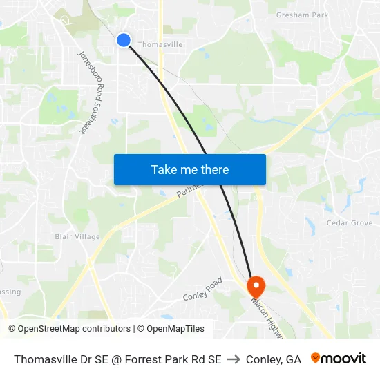 Thomasville Dr SE @ Forrest Park Rd SE to Conley, GA map