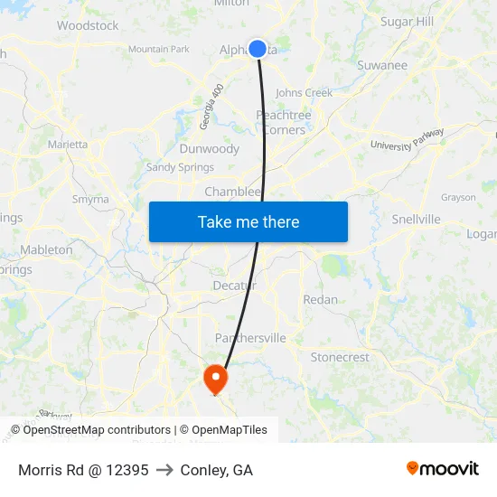 Morris Rd @ 12395 to Conley, GA map