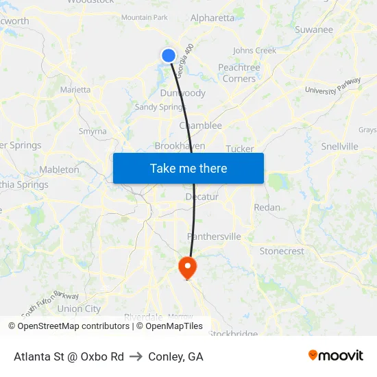 Atlanta St @ Oxbo Rd to Conley, GA map