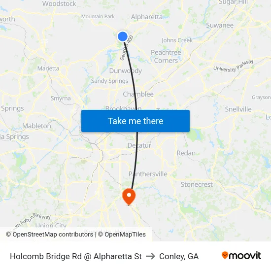 Holcomb Bridge Rd @ Alpharetta St to Conley, GA map