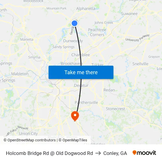 Holcomb Bridge Rd @ Old Dogwood Rd to Conley, GA map
