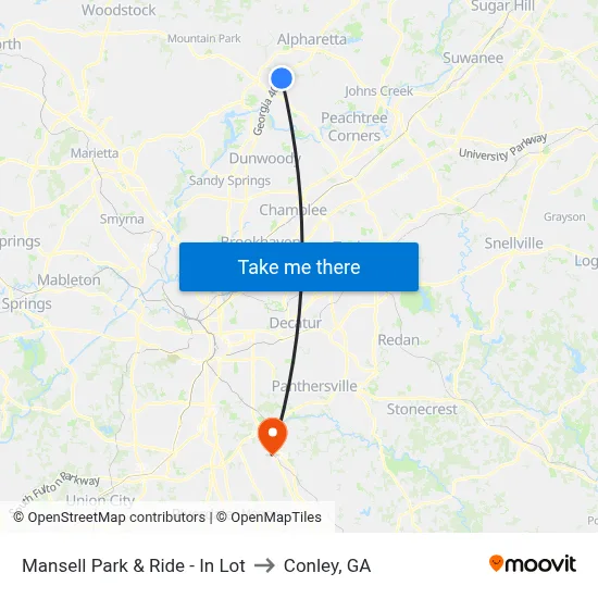 Mansell Park & Ride - In Lot to Conley, GA map