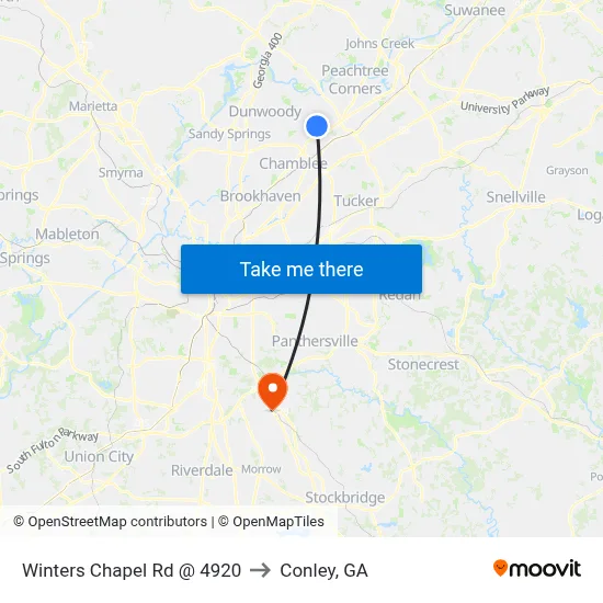 Winters Chapel Rd @ 4920 to Conley, GA map
