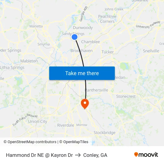 Hammond Dr NE @ Kayron Dr to Conley, GA map