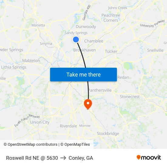 Roswell Rd NE @ 5630 to Conley, GA map