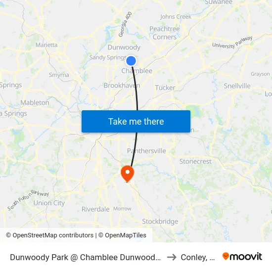 Dunwoody Park @ Chamblee Dunwoody Rd to Conley, GA map