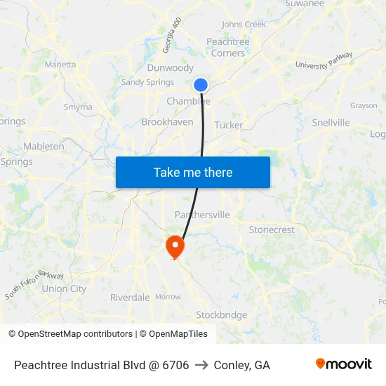 Peachtree Industrial Blvd @ 6706 to Conley, GA map