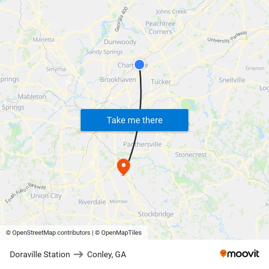 Doraville Station to Conley, GA map