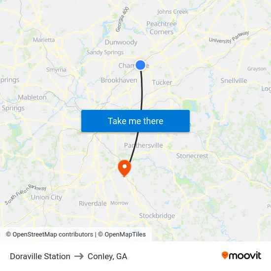 Doraville Station to Conley, GA map