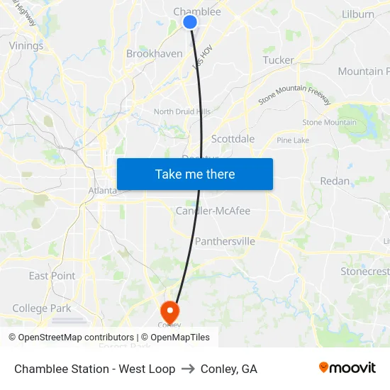 Chamblee Station - West Loop to Conley, GA map