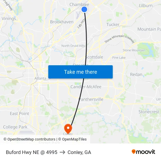 Buford Hwy NE @ 4995 to Conley, GA map