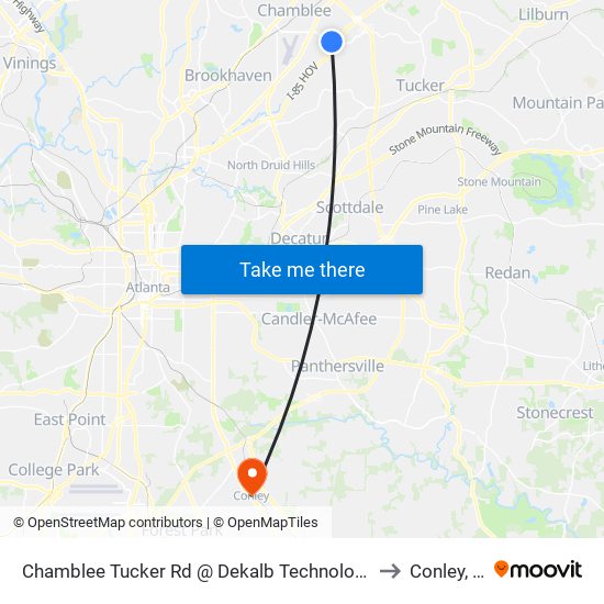 Chamblee Tucker Rd @ Dekalb Technology Pkwy to Conley, GA map
