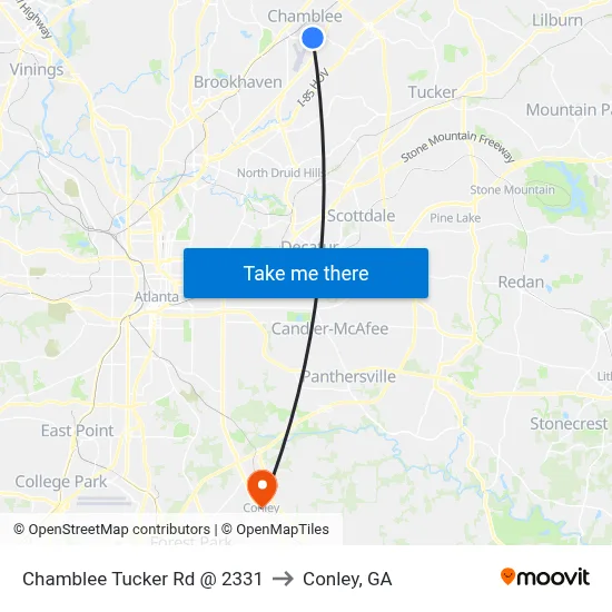 Chamblee Tucker Rd @ 2331 to Conley, GA map
