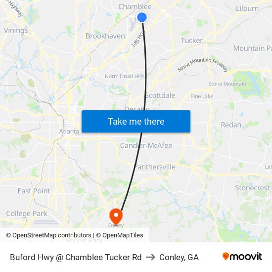 Buford Hwy @ Chamblee Tucker Rd to Conley, GA map