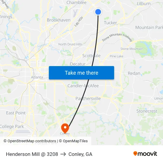Henderson Mill @ 3208 to Conley, GA map