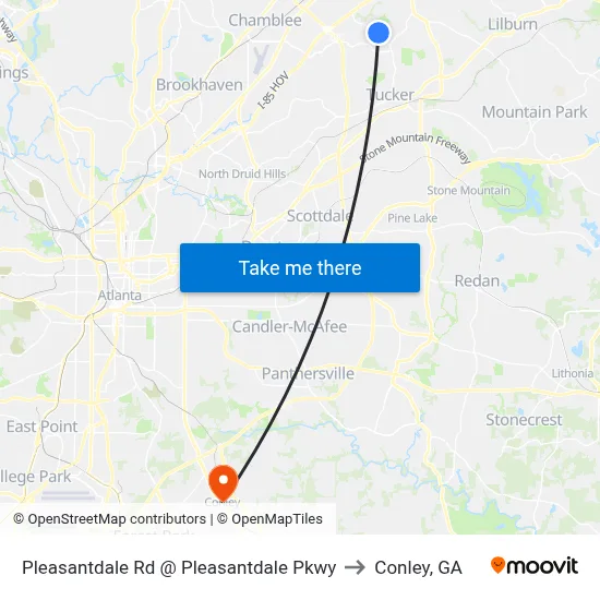 Pleasantdale Rd @ Pleasantdale Pkwy to Conley, GA map