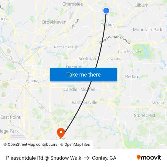 Pleasantdale Rd @ Shadow Walk to Conley, GA map