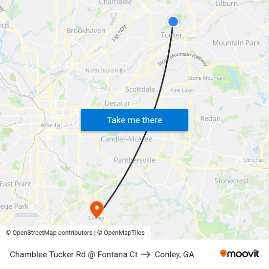 Chamblee Tucker Rd @ Fontana Ct to Conley, GA map