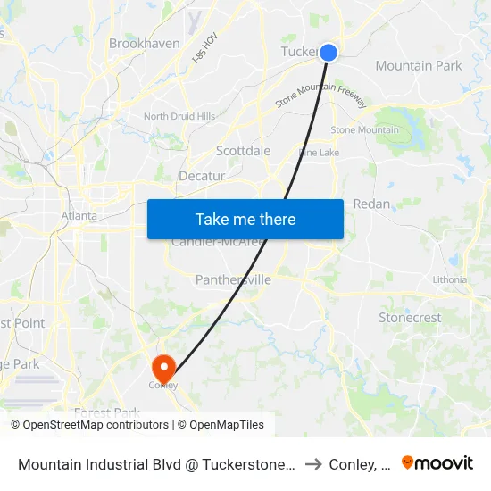 Mountain Industrial Blvd @ Tuckerstone Pkwy to Conley, GA map