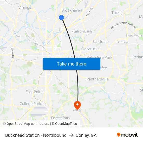 Buckhead Station - Northbound to Conley, GA map