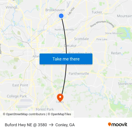 Buford Hwy NE @ 3580 to Conley, GA map