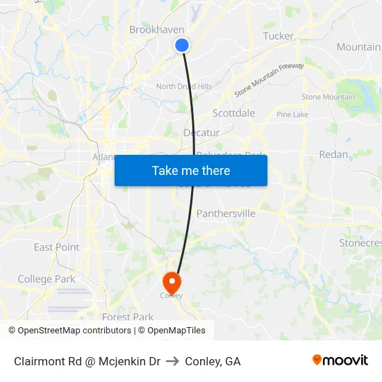 Clairmont Rd @ Mcjenkin Dr to Conley, GA map