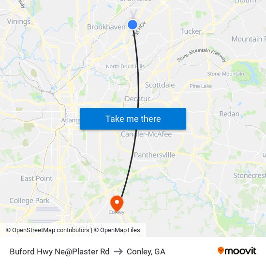 Buford Hwy Ne@Plaster Rd to Conley, GA map