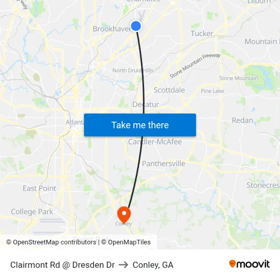 Clairmont Rd @ Dresden Dr to Conley, GA map