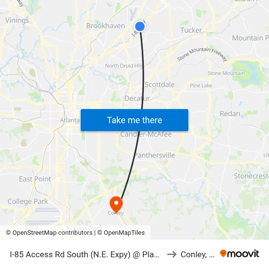 I-85 Access Rd South (N.E. Expy) @ Plaster Rd to Conley, GA map