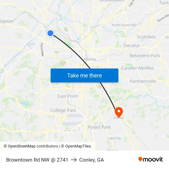 Browntown Rd NW @ 2741 to Conley, GA map
