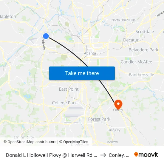 Donald L Hollowell Pkwy @ Harwell Rd NW to Conley, GA map