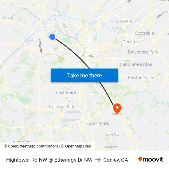 Hightower Rd NW @ Etheridge Dr NW to Conley, GA map